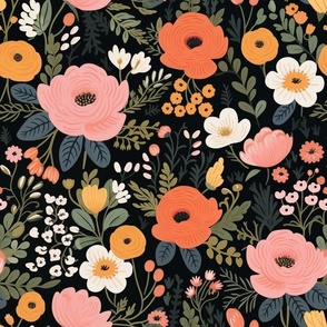 Gloria - Peach Toned Floral Pattern