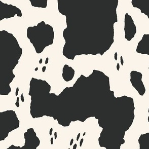 (xl) Jumbo Black Cowhide Print {Dark Charcoal Black on Cream} 24" Rustic Western Cow Hide