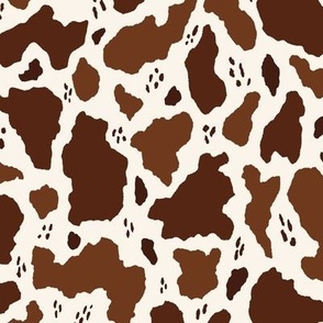(l) Large Sienna Brown Cowhide Print {Brown Derby on Cream} 12" Rustic Western Cattle Ranch Cow Spots