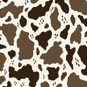 (l) Large Dark Brown Cowhide Print {Coffee on Cream} 12" Rustic Western Cattle Ranch Cow Spots