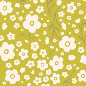 Vintage Yellow and Cream Floral Forget-Me-Not