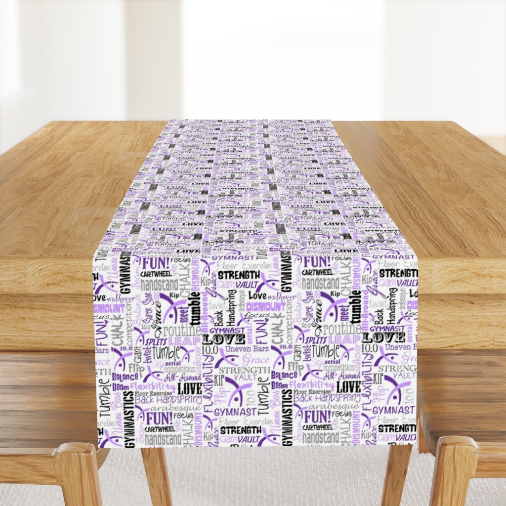 Gymnastics Words Fabric Purple