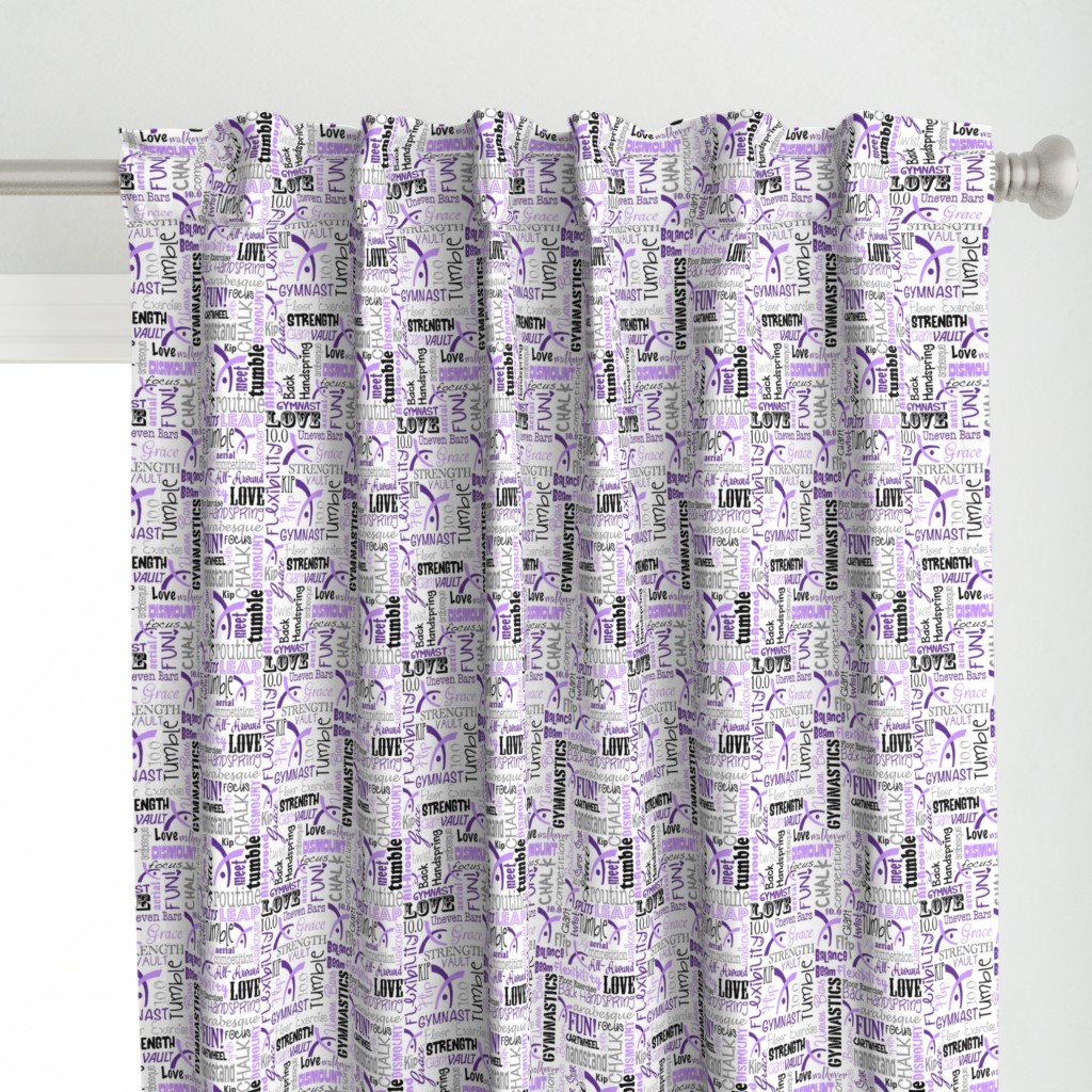 Gymnastics Words Fabric Purple