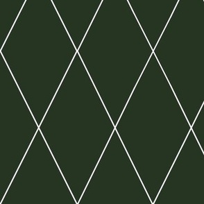 Simple White Trellis Diamonds on Forest Green