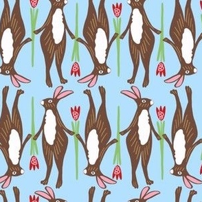 brown bunnies and tulips