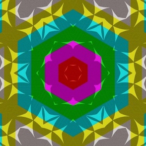 Gray, yellow, pink turquoise, green, geometric design 