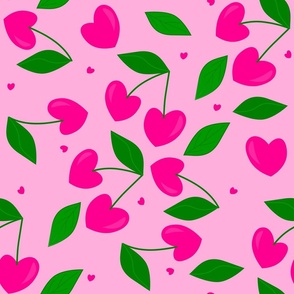 pink heart shape cherries valentines
