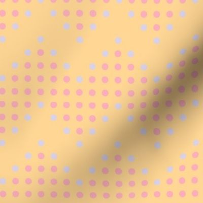Flamestitch Dot 6 3 Inch ~ polka dots ~ pink ~ lilac ~ yellow ~ cream ~ kids room ~ bedroom wallpaper ~ kids apparel ~kids clothing ~ Kids clothes ~ girls clothing ~ feminine ~ white ~ chevron