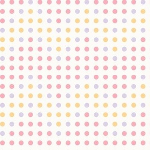 Flamestitch Dot 7 3 Inch ~ polka dots ~ pink ~ lilac ~ yellow ~ cream ~ kids room ~ bedroom wallpaper ~ kids apparel ~kids clothing ~ Kids clothes ~ girls clothing ~ feminine ~ white ~ chevron