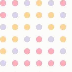 Flamestitch Dot 7 6 Inch ~ polka dots ~ pink ~ lilac ~ yellow ~ cream ~ kids room ~ bedroom wallpaper ~ kids apparel ~kids clothing ~ Kids clothes ~ girls clothing ~ feminine ~ white ~ chevron