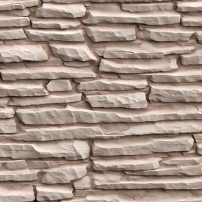 Natural Stone Brick Wall, Pinkish Beige