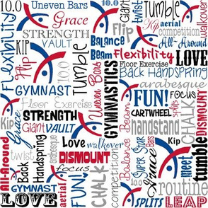 Gymnastics Words Red & Blue