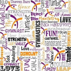 Gymnastics Words Purple & Orange