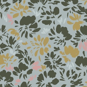 Summe Pastel Flowers - Pink, Green and Yellow Large Scale Floral