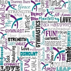 Gymnastics Words Purple & Teal