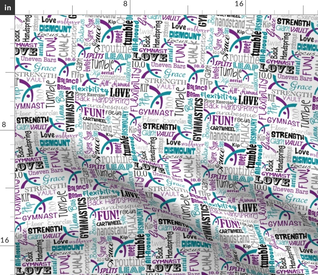 Gymnastics Words Purple & Teal