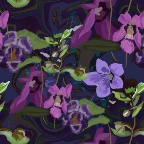Purple floral deep dark garden