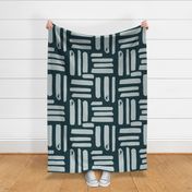 Summer Texture Stripe  Navy and Blue Large Scale Geometric