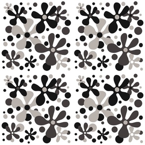 Funky, abstract black & white flowers.