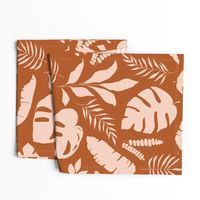 Pink and Orange Tropical Jungle Foliage Botanical Color Block 24 inch