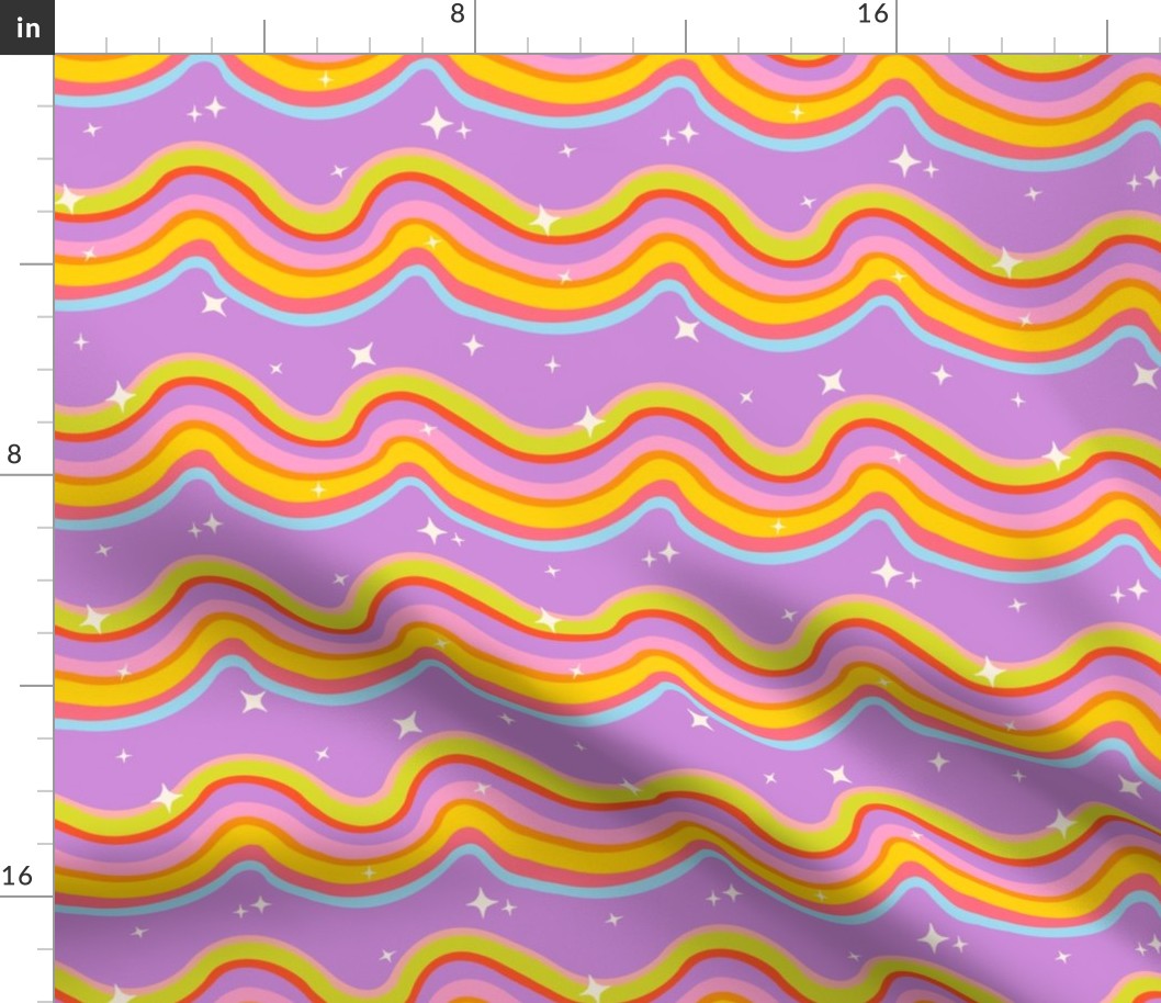 Wavy retro rainbow in purple