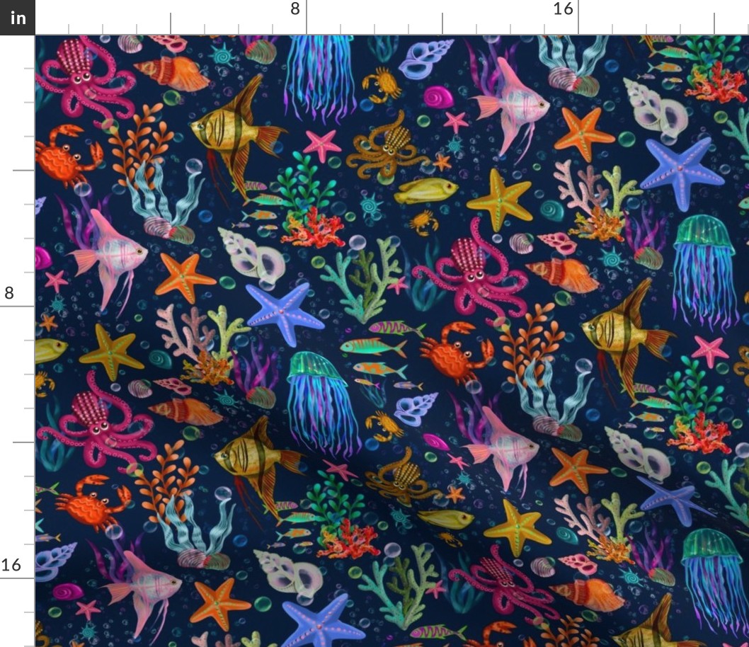Creatures of the Ocean Blue, Past the Beach  repeat pattern