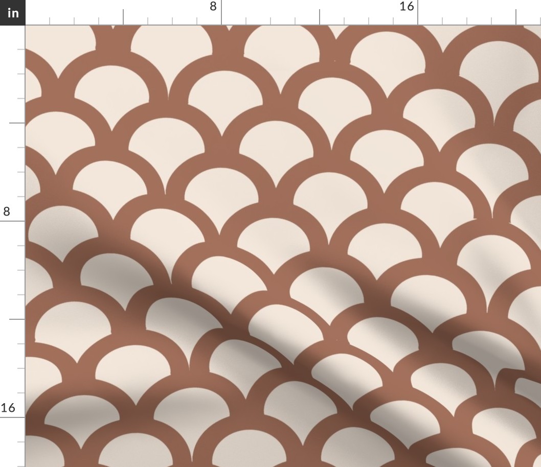 retro seamless scallop pattern -Rust Beige