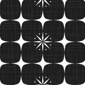 Atomic starburst grid black and white