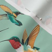 Hummingbird Hues: Aerial Artistry Fabric