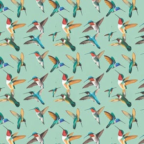 Hummingbird Hues: Aerial Artistry Fabric