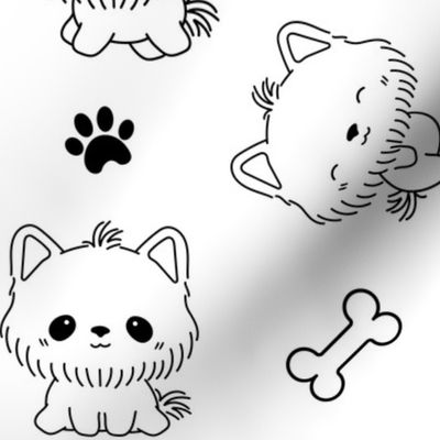 cute puppy black and white design