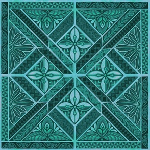 turquoise green garden tiles