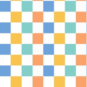 4x2 Summer checkerboard blue, yellow, teal, orange