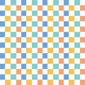 2x1 SMALL Summer checkerboard blue, yellow, teal, orange