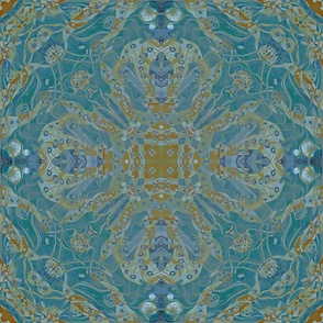 blue and gold Arabic oriental kaleidoscope /LARGE