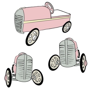 Vintage Kids Go Car, Toy transport in Soft Pink Pastels 