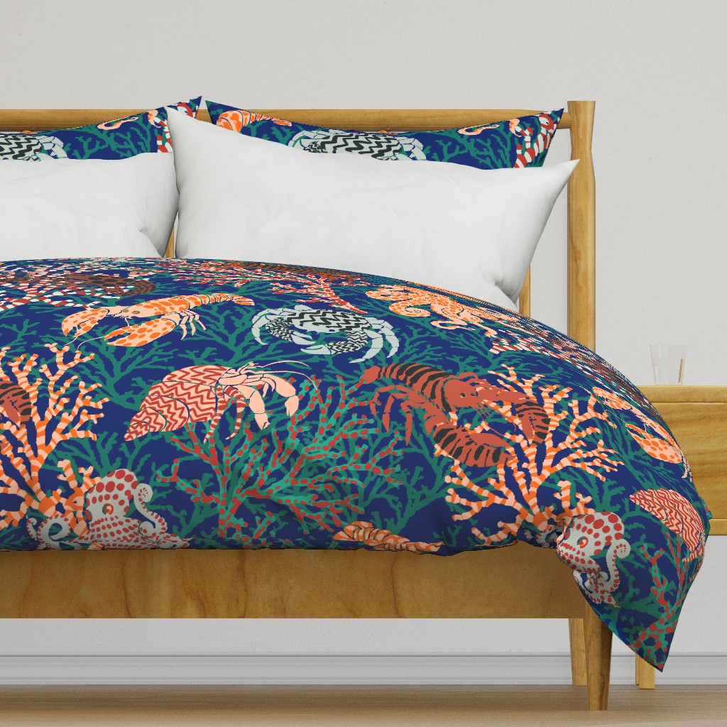 Vibrant coral reef blue and orange - L