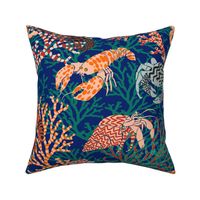 Vibrant coral reef blue and orange - M