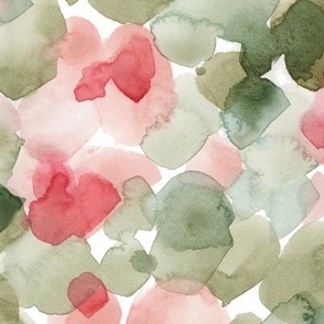 Green and Pink Watercolor Splashes
