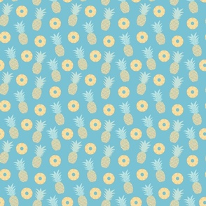 yellow pineapple, summer, fruit, fresh, tropical pool party, blue background (small)