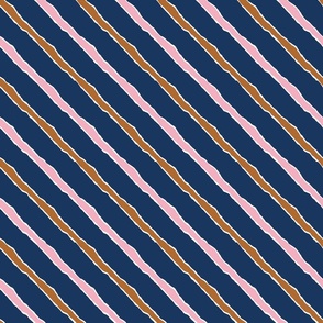 Stripes On Their Way - Navy Blue, White and Pink