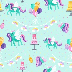 Magical Unicorn Birthday Party Celebration | Teal 18x18