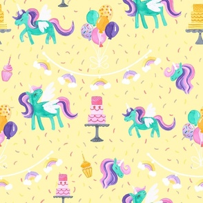 Magical Unicorn Birthday Party Celebration | Yellow 18x18