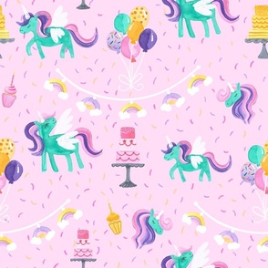 Magical Unicorn Birthday Party Celebration | Pink 18x18