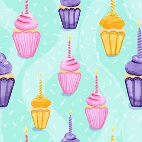 Cupcake Candle Birthday Party | Teal 10.5x10.5