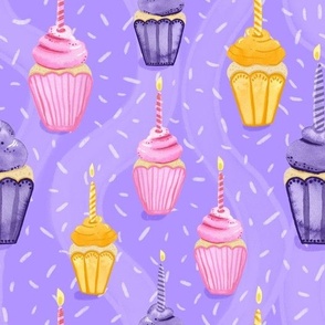 Cupcake Candle Birthday Party | Purple 10.5x10.5