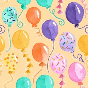 Colorful Party Balloons Watercolor | orange 18x18
