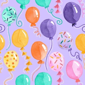 Colorful Party Balloons Watercolor | Purple 18x18