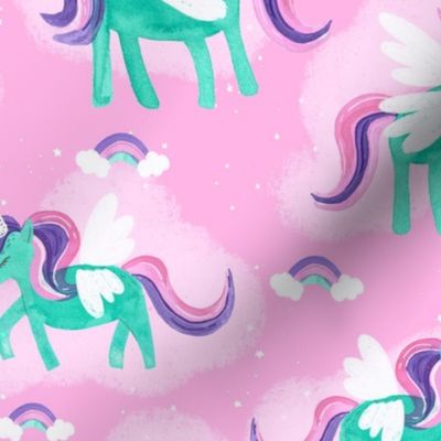 Rainbow Magical Unicorns | Pink 10.5 x 10.5