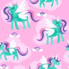 Rainbow Magical Unicorns | Pink 10.5 x 10.5